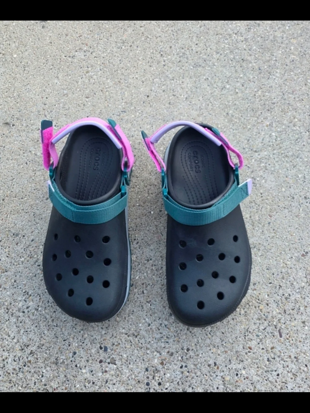 CROCS Hiker Clogs  Sandals with Teal and Pink Straps Women 12 /men 10